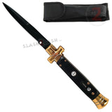 Golden Cross Stiletto Automatic Knife Classic Switchblade - Black Acrylic