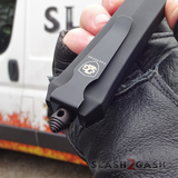 Glass Breaker OTF Knife Crypt Keeper Dual Action Black Automatic S2G Tactical Switchblade Knives Dagger Serrated