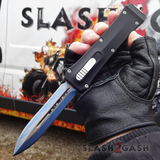 Blue Blade OTF Knife Crypt Keeper Dual Action Black Automatic Delta Force Switchblade Knives Dagger