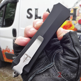 Blue Blade OTF Knife Crypt Keeper Dual Action Black Automatic Delta Force Switchblade Knives Dagger