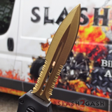 Gold Blade OTF Knife Crypt Keeper Dual Action Black Automatic S2G Tactical Switchblade Knives Dagger Serrated
