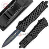 Blue Spectrum Blade Cubist OTF Knife D/A Automatic Cube Switchblade Knives - Double Edge Dagger