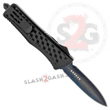 Blue Spectrum Blade Cubist OTF Knife D/A Automatic Cube Switchblade Knives - Double Edge Dagger