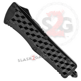 Cube Handle OTF Knife D/A Automatic Switchblade Knives - Blue Double Edge Dagger