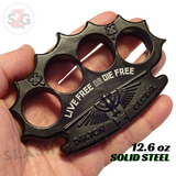 Live Free or Die Free Dalton Global Brass Knuckles Paperweight - Black Robbie Dalton Irish Knucks Heavy Duty Steel Buckle