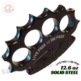 Dalton Global Brass Knuckles Live Free or Die Free Paperweight - Black Robbie Dalton Irish Knucks Heavy Duty Steel Buckle