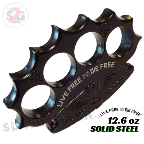 Dalton Global Brass Knuckles Live Free or Die Free Paperweight - Black Robbie Dalton Irish Knucks Heavy Duty Steel Buckle