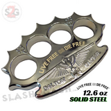 Live Free or Die Free Dalton Global Brass Knuckles Paperweight - Silver/Chrome Robbie Dalton Irish Knucks Heavy Duty Steel Buckle