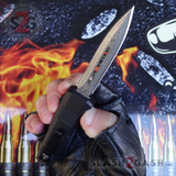 Damascus OTF Switchblade Knife D/A Small 7" Delta Force Bullet HK Automatic Knives - Dual Edge