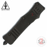 Delta Force Commando D/A OTF Automatic Knife Black - Dagger Serrated Switchblade