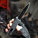 Grey Commando OTF Knife Small 7" Delta Force Switchblade - Black D2 Dagger - Gray Automatic Knives