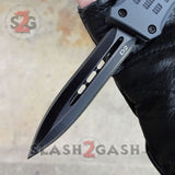 Grey Commando OTF Knife Small 7" Delta Force Switchblade - Black D2 Dagger - Gray Automatic Knives
