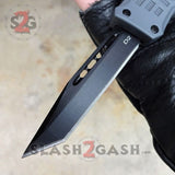 Grey Commando OTF Knife Small 7" Delta Force Switchblade - Black D2 Tanto Plain - Gray Automatic Knives
