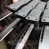Grey Commando OTF Knife Small 7" Delta Force Switchblade - Black D2 - Gray Automatic Knives