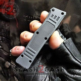 Grey Commando OTF Knife Small 7" Delta Force Switchblade - Black D2 - Gray Automatic Knives
