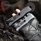 Grey Commando OTF Knife Small 7" Delta Force Switchblade - Black D2 - Gray Automatic Knives Size Reference