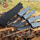 Grey Commando OTF Knife Small 7" Delta Force Switchblade - Black D2 - Gray Automatic Knives Slash2Gash Size Reference