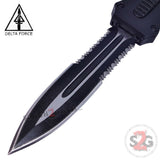 Delta Force OTF Crypt Keeper Dual Action Black Tactical Automatic Knife Dagger Serrated