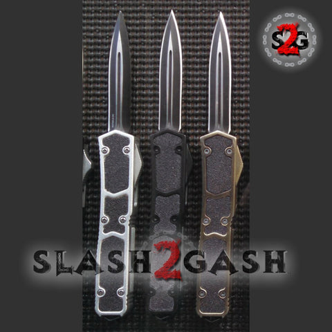 Delta Force OTF Silver Fox D/A Tactical Automatic Knife Plain Double Edge S2G