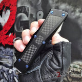 Delta Force VG-10 OTF Knife CNC T6061 w/ Carbon Fiber Blue Screws - Tanto Automatic Switchblade Knives