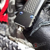 Delta Force VG-10 OTF Knife CNC T6061 w/ Carbon Fiber Blue Screws - Tanto Automatic Switchblade Knives