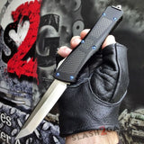 Delta Force VG-10 OTF Knife CNC T6061 w/ Carbon Fiber Blue Screws - Tanto Automatic Switchblade Knives