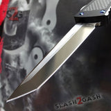 Delta Force VG-10 OTF Knife CNC T6061 w/ Carbon Fiber Blue Screws - Tanto Automatic Switchblade Knives
