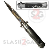 Diablo Stiletto Automatic Knife Milano Switchblade - Black Ebony Wood