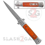 Rosewood Stiletto Knife Diablo Milano Automatic Switchblade Knives 9" - Wood Grain