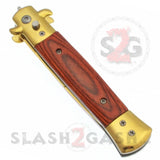 Diablo Stiletto Automatic Knife Milano Switchblade - Gold w/ Rosewood
