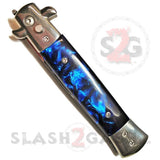 Diablo Stiletto Automatic Knife Milano Switchblade - Marble Blue Pearl