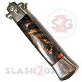Diablo Stiletto Automatic Knife Milano Switchblade - Marble Amber Pearl