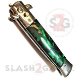 Diablo Stiletto Automatic Knife Milano Switchblade - Marble Green Pearl