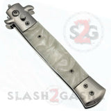 Diablo Stiletto Automatic Knife Milano Switchblade - Marble White Pearl