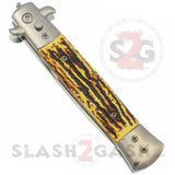 Diablo Stiletto Automatic Knife Milano Switchblade - Faux Stag Horn