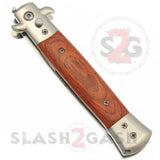 Diablo Stiletto Automatic Knife Milano Switchblade - Silver w/ Rosewood
