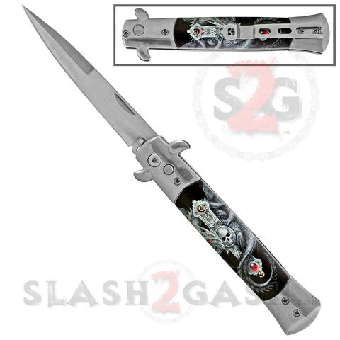 Diablo Stiletto Automatic Knife Milano Switchblade - Cross Dragon 2