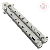 Ace of Diamonds Butterfly Knife w/ Clip & Sheath - Brushed Silver Balisong