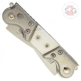 California Legal Mini Dual Switchblade Double Trouble Automatic Knife - White