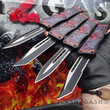 Delta Force OTF Automatic Knife Red Dragon's Fury D/A Switchblade - 4 Blades