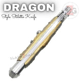 Dragon Switchblade Italian Stiletto Automatic Knife - Gold 3D