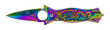M-TECH Rainbow Dragon Finger Hole Spring Assisted Knife w/ Breaker