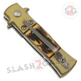 California Legal Mini Duck Stiletto Auto Knife Switchblade Automatic Knives - Faux Stag Horn