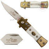 Mini Duck Stiletto Auto Knife California Legal Switchblade Automatic Knives - White