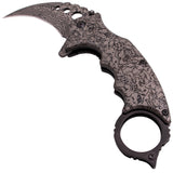 Black Damascus Karambit Knife Spring Assisted Folder Etched Design with Holes and Ring Claw Knives