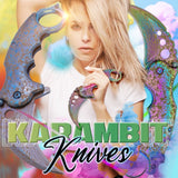 Rainbow Damascus Karambit Knife Spring Assisted Folder Etched Design with Holes and Ring Claw Knives