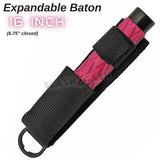 Expandable Pink Baton Metal Police Stick w/ Sheath - 16" Inch