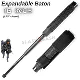 Expandable Baton Metal Police Stick w/ Sheath - 16" Inch