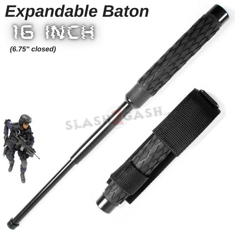 Expandable Baton Metal Police Stick w/ Sheath - 16" Inch