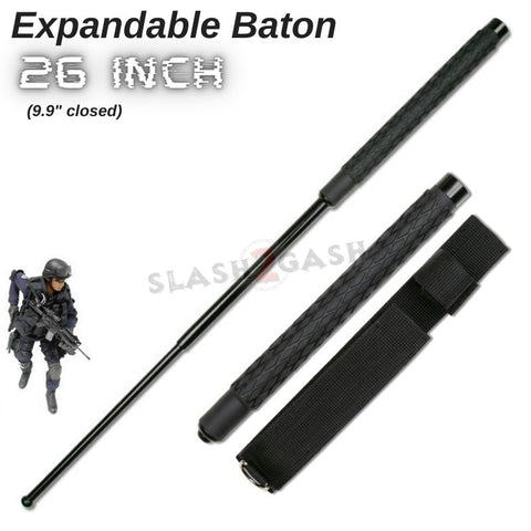 Expandable Baton Metal Police Stick w/ Sheath - 26" Inch